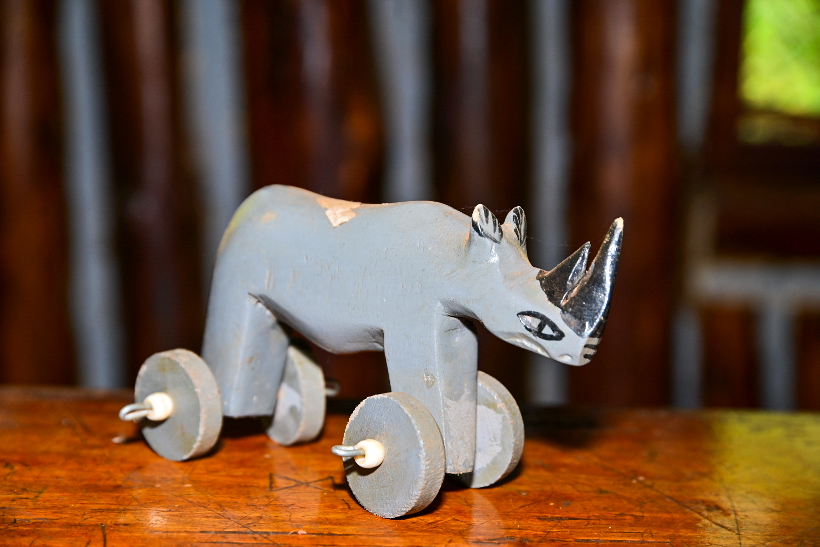 Rolling Rhino Wooden Toy