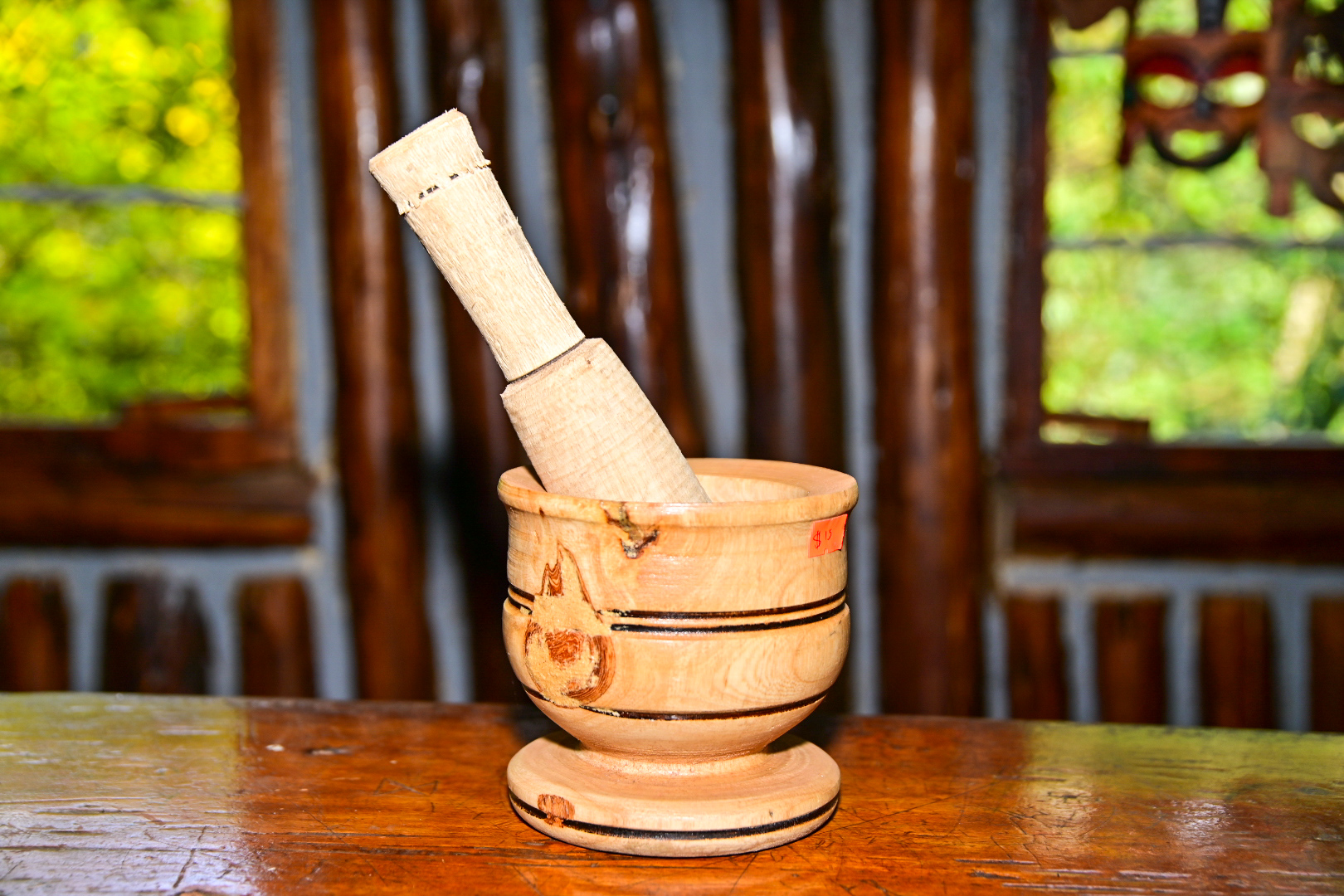 Wooden Mortar and Pestle